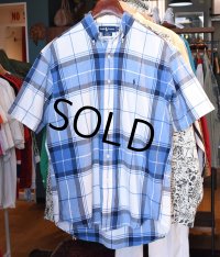 POLO RALPH LAUREN【オールドラルフローレン】【BLAKE】胸刺繡ロゴ入り【青ｘ紺ｘ白】【ボタンダウン】【半袖シャツ】【サイズＭ】  