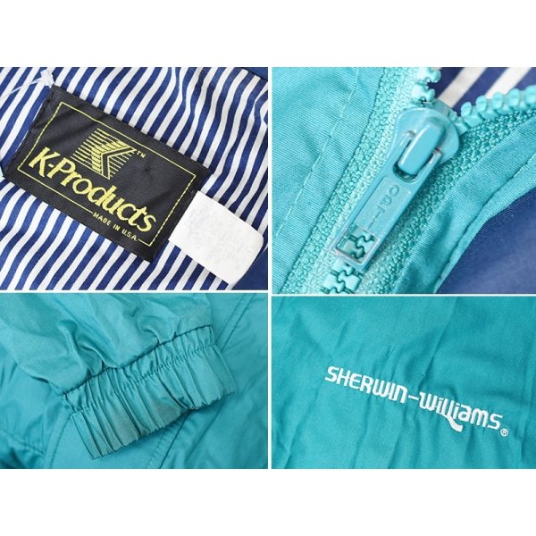 画像2: USA製【ビンテージ】【K-Products】SHERWIN－WILIAMS【エメラルドグリーンx紺】【ジップアップブルゾン】【サイズXL】 