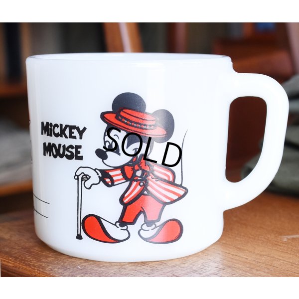画像1: 【Fire King】【ファイヤーキング】【MiCKEY MOUSE】ミッキーマウス【MiNNiE MOUSE】ミニーマウス【パラソル】【ショートマグカップ】ミルクガラス 
