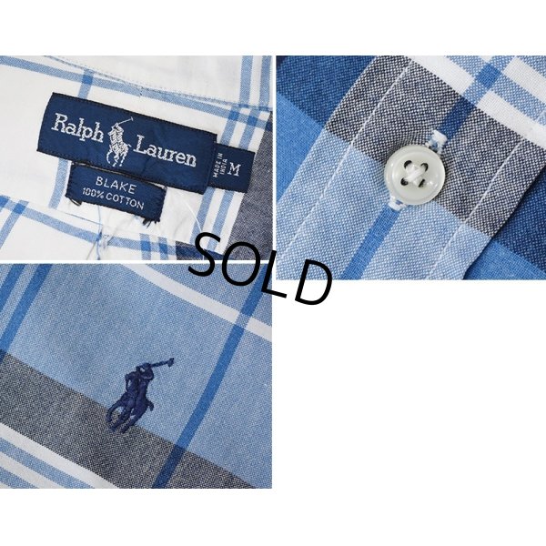 画像2: POLO RALPH LAUREN【オールドラルフローレン】【BLAKE】胸刺繡ロゴ入り【青ｘ紺ｘ白】【ボタンダウン】【半袖シャツ】【サイズＭ】  