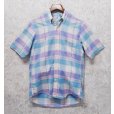 画像1: 【USA製】【Flying Scotsman】【薄水色×紫】【半袖シャツ】コットンシャツ【BDシャツ】【サイズM】<br> (1)