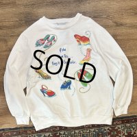 【ビンテージ】【Blair】【レディースシューズプリント】【白】【スウェット】【レディース古着】【サイズW-L程度】 