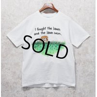 90's【USA製】【ビンテージ】【I fought the lawn】【プリントTシャツ】【白】【Tシャツ】【サイズＬ】 