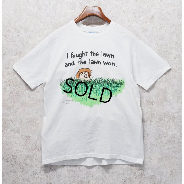 画像1: 90's【USA製】【ビンテージ】【I fought the lawn】【プリントTシャツ】【白】【Tシャツ】【サイズＬ】 