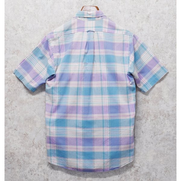 画像3: 【USA製】【Flying Scotsman】【薄水色×紫】【半袖シャツ】コットンシャツ【BDシャツ】【サイズM】 