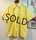 【ビンテージ】【Hathaway Shirts】【LORD&TAYLOR】【ハサウェイ】【黄色】【無地】ポリコットン【半袖シャツ】サイズL 