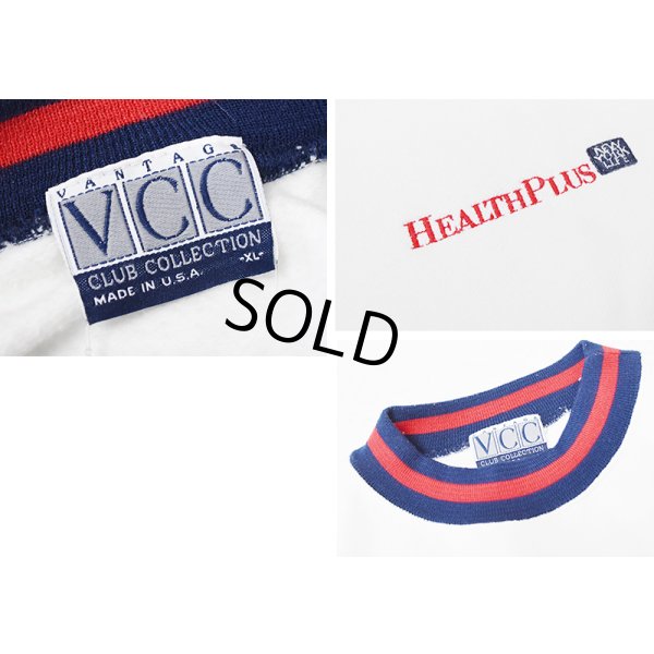 画像2: 【USA製】【VCC HEALTHPLUS】【白×リブ紺×赤ライン】リブボーダー【スウェット】リンガースウェット【サイズXＬ】 