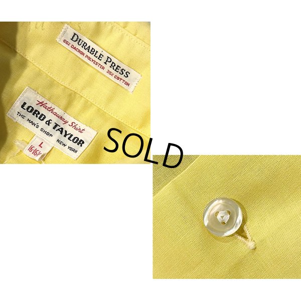 画像2: 【ビンテージ】【Hathaway Shirts】【LORD&TAYLOR】【ハサウェイ】【黄色】【無地】ポリコットン【半袖シャツ】サイズL 