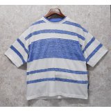 ビンテージ【PERMIT】【白×青ライン】【フェイクレイヤード】【Tシャツ】【サイズＭ】 