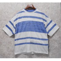 ビンテージ【PERMIT】【白×青ライン】【フェイクレイヤード】【Tシャツ】【サイズＭ】 