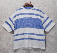 ビンテージ【PERMIT】【白×青ライン】【フェイクレイヤード】【Tシャツ】【サイズＭ】 