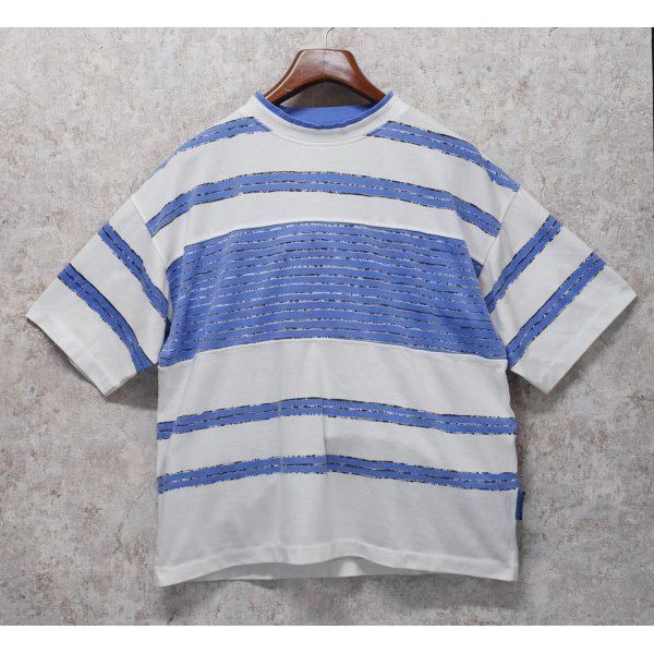 画像1: ビンテージ【PERMIT】【白×青ライン】【フェイクレイヤード】【Tシャツ】【サイズＭ】 