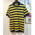 画像1: POLO ralph lauren【ラルフローレン】【紺ｘ黄色ｘ黄緑】【ボーダー柄】【ポロシャツ】【サイズＭ】<br> (1)