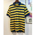 POLO ralph lauren【ラルフローレン】【紺ｘ黄色ｘ黄緑】【ボーダー柄】【ポロシャツ】【サイズＭ】 