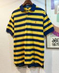 POLO ralph lauren【ラルフローレン】【紺ｘ黄色ｘ黄緑】【ボーダー柄】【ポロシャツ】【サイズＭ】 