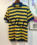 POLO ralph lauren【ラルフローレン】【紺ｘ黄色ｘ黄緑】【ボーダー柄】【ポロシャツ】【サイズＭ】 