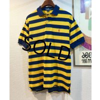 POLO ralph lauren【ラルフローレン】【紺ｘ黄色ｘ黄緑】【ボーダー柄】【ポロシャツ】【サイズＭ】 