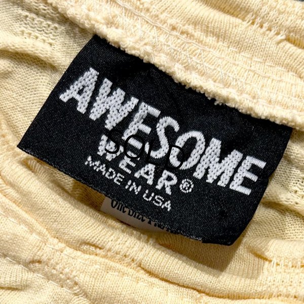 画像2: 【USA製】ビンテージ【AWESOME WEAR】【オーサムウェア】エンボス総柄【レモンイエロー】【Ｔシャツ】【One Size Fits All】 
