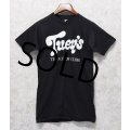【デッドストック】 70's【USA製】【ビンテージ】【Tuey's】【黒】【バックプリント】【Tシャツ】【サイズ３８-４０】 