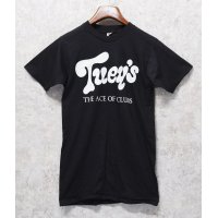 【デッドストック】 70's【USA製】【ビンテージ】【Tuey's】【黒】【バックプリント】【Tシャツ】【サイズ３８-４０】 