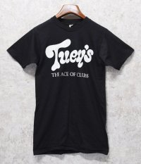 【デッドストック】 70's【USA製】【ビンテージ】【Tuey's】【黒】【バックプリント】【Tシャツ】【サイズ３８-４０】 