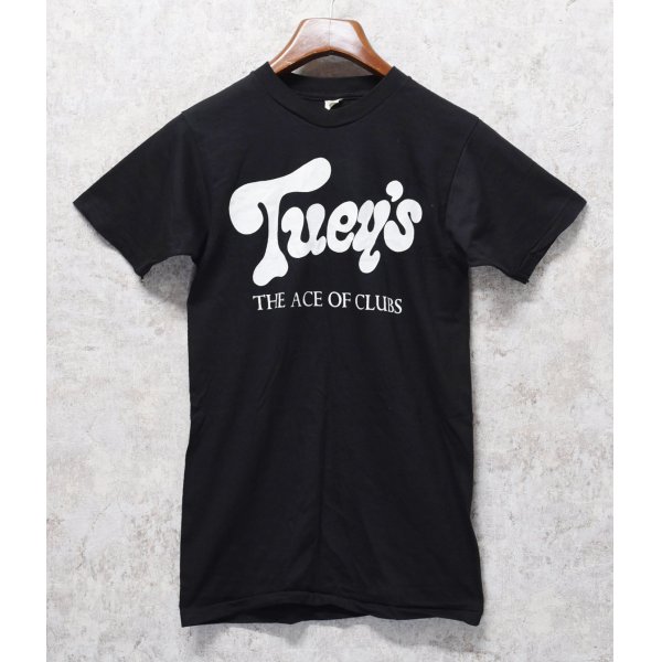 画像1: 【デッドストック】 70's【USA製】【ビンテージ】【Tuey's】【黒】【バックプリント】【Tシャツ】【サイズ３８-４０】 