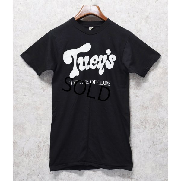 画像1: 【デッドストック】 70's【USA製】【ビンテージ】【Tuey's】【黒】【バックプリント】【Tシャツ】【サイズ３８-４０】 