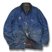 【40’s】ビンテージ【STRONG RELIABLE】ストロングリライアブル【ブランケットライナー付き】2ポケット【カーバーオール】【デニムジャケット】 