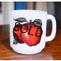 ビンテージ 【グラスベイク】Glasbake フルーツマグ【リンゴ】【ミルクガラス】マグカップ 