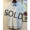 POLO ralph lauren【ラルフローレン】ビンテージ【カスタムフィット】【白ｘ水色】【ボーダー柄】【ポロシャツ】【サイズL】 