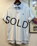 POLO ralph lauren【ラルフローレン】ビンテージ【カスタムフィット】【白ｘ水色】【ボーダー柄】【ポロシャツ】【サイズL】 