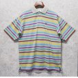 画像1: 【ラコステ】【LACOSTE】【ベージュ×黄色×水色×紫×緑×茶】ボーダー【ポロシャツ】【サイズ6】<br> (1)