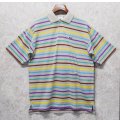 【ラコステ】【LACOSTE】【ベージュ×黄色×水色×紫×緑×茶】ボーダー【ポロシャツ】【サイズ6】 