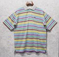 【ラコステ】【LACOSTE】【ベージュ×黄色×水色×紫×緑×茶】ボーダー【ポロシャツ】【サイズ6】 