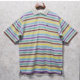 【ラコステ】【LACOSTE】【ベージュ×黄色×水色×紫×緑×茶】ボーダー【ポロシャツ】【サイズ6】 