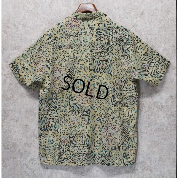 画像3: ビンテージ 【Edwards casual wear】エドワーズ【ベージュ×緑×エンジ】幾何学模様【半袖シャツ】オープンカラーシャツ【サイズL】 