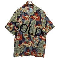 【CHAPS】チャップス【ラルフローレン】POLO RALPH LAUREN 【青×ハイビスカス】【レーヨン×コットン】【アロハシャツ】【サイズＸＬ】  