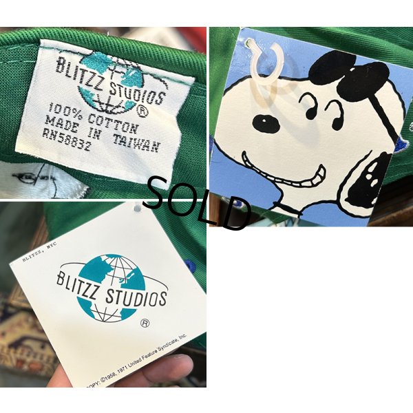 画像2: 【デッドストック】【スヌーピー】【緑×青】【コットン】【ベースボールキャップ】  