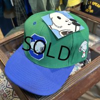 【デッドストック】【スヌーピー】【緑×青】【コットン】【ベースボールキャップ】  