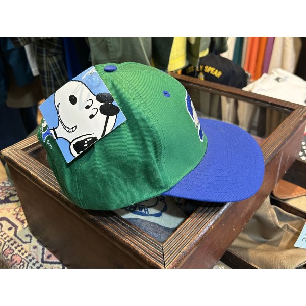 画像4: 【デッドストック】【スヌーピー】【緑×青】【コットン】【ベースボールキャップ】  