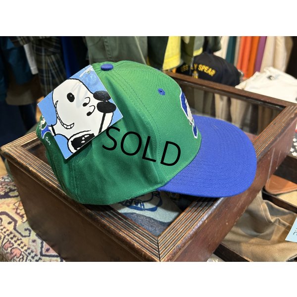 画像4: 【デッドストック】【スヌーピー】【緑×青】【コットン】【ベースボールキャップ】  