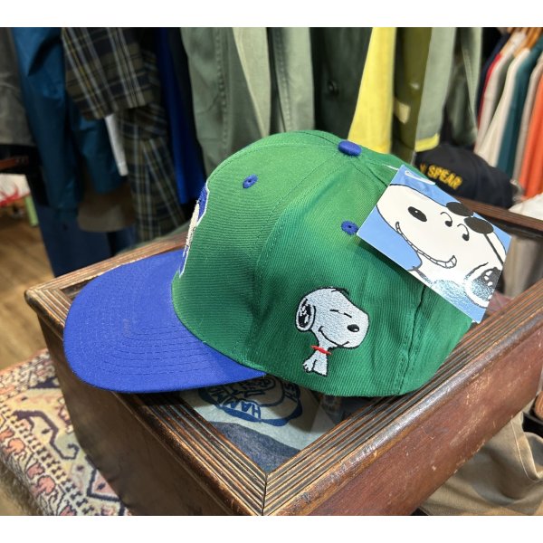 画像3: 【デッドストック】【スヌーピー】【緑×青】【コットン】【ベースボールキャップ】  