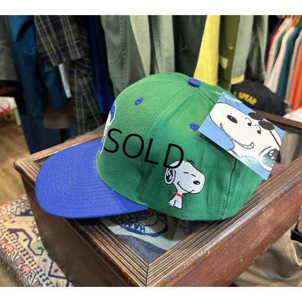 画像3: 【デッドストック】【スヌーピー】【緑×青】【コットン】【ベースボールキャップ】  