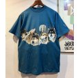画像1: 90's【USA製】【ビンテージ】【HABITAT】【オオカミ×月夜イラスト】【セルリアンブルー】【Tシャツ】【サイズL】<br> (1)