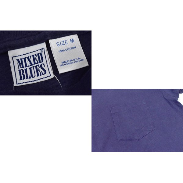 画像2: 90's【USA製】【MIXED BLUES】【紺】【無地】【ポケット付き】【Tシャツ】【サイズM】 
