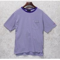 【ビンテージ】【Abercrombie&Fitch】【アバクロンビー＆フィッチ】 【紫×白ボーダー】ポケット付き【コットン】【Tシャツ】【サイズＭ】 