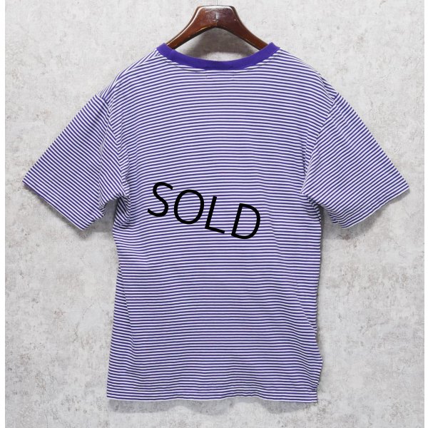 画像3: 【ビンテージ】【Abercrombie&Fitch】【アバクロンビー＆フィッチ】 【紫×白ボーダー】ポケット付き【コットン】【Tシャツ】【サイズＭ】 