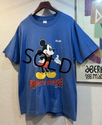 90's~【USA製】【ビンテージ】Sherry's【シェリー】ミッキーマウス【フロリダ】【ディズニー】【バックプリント付き】青【Ｔシャツ】【サイズXL】 