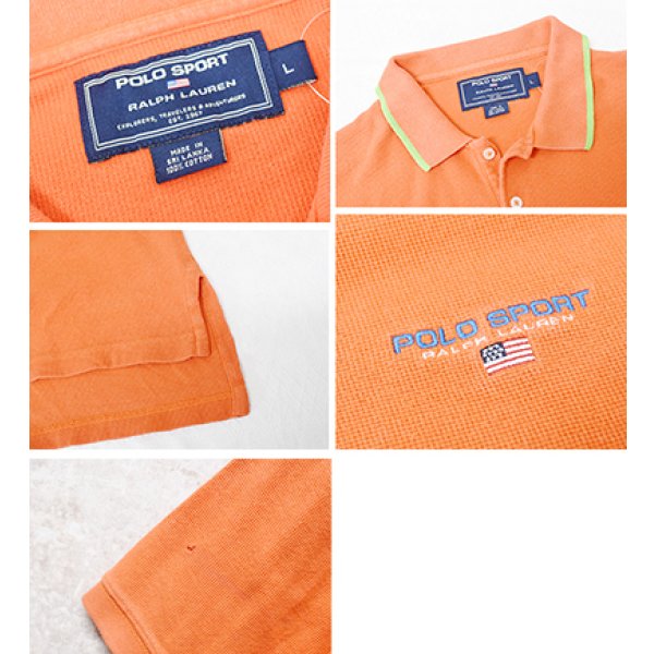 画像2: 90's【ポロスポーツ】【POLO SPORT】【ラルフローレン】【オレンジ×黄緑】【コットン】【ポロシャツ】【半袖Tシャツ】【サイズＬ】 