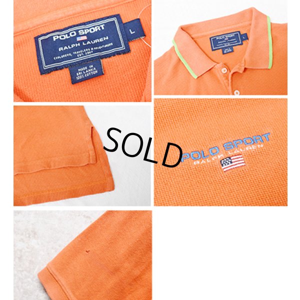 画像2: 90's【ポロスポーツ】【POLO SPORT】【ラルフローレン】【オレンジ×黄緑】【コットン】【ポロシャツ】【半袖Tシャツ】【サイズＬ】 
